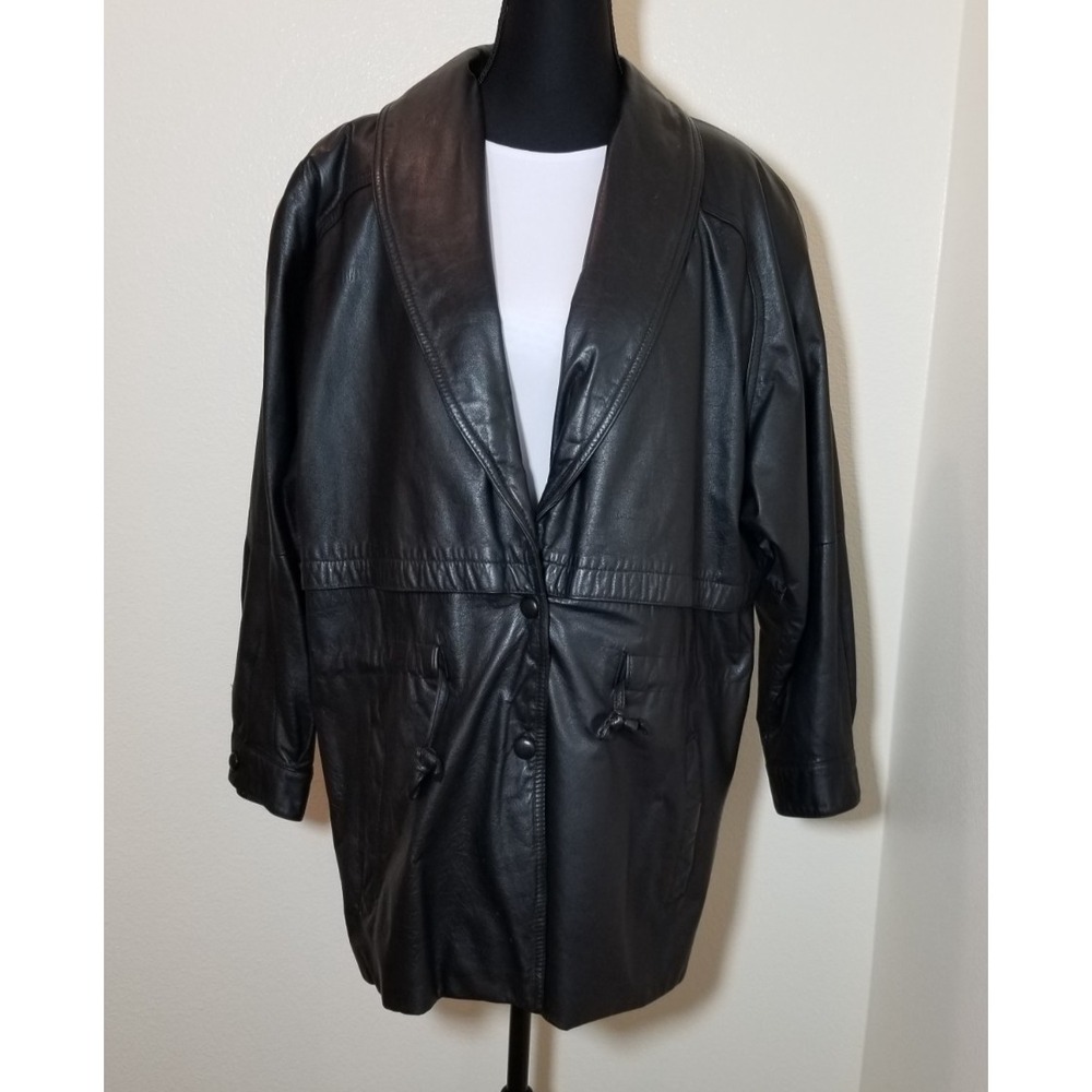 Vintage 90's Wilson Black Leather Jacket Womens Medium Biker Grunge Edgy Rebel